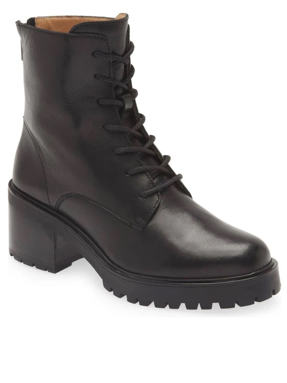 Madewell Bradley Lace-up Heeled Boots in Black Leather